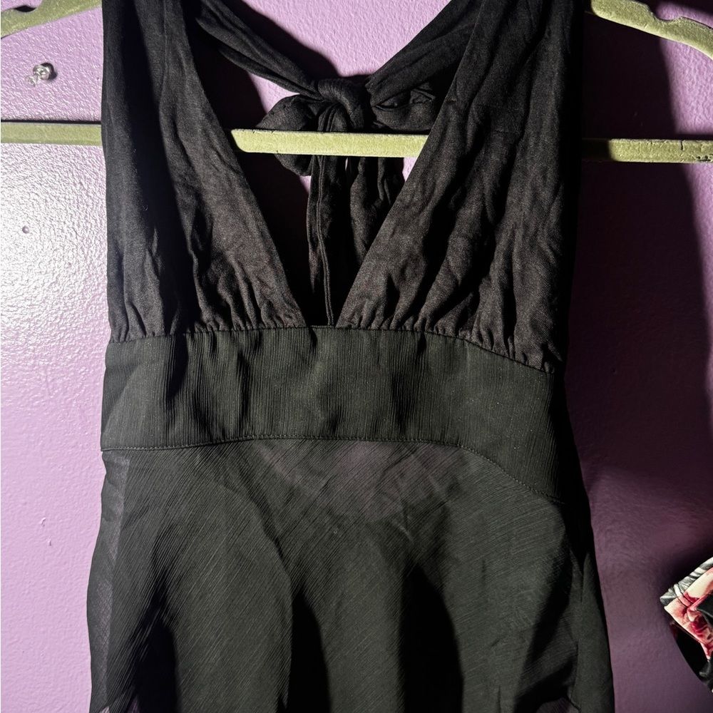 Black V-Neck Halter Dress